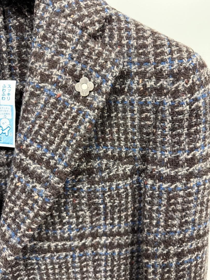 ハ*ー様 ルディーニ　グレンチェック　ツイード調　厚手ウールジャケット　42