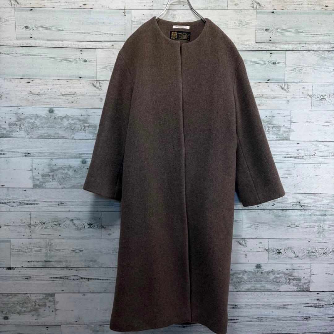 ☆ほぼ未使用☆ビューティー&ユースMANTECO ノーカラーベルト ロングコート