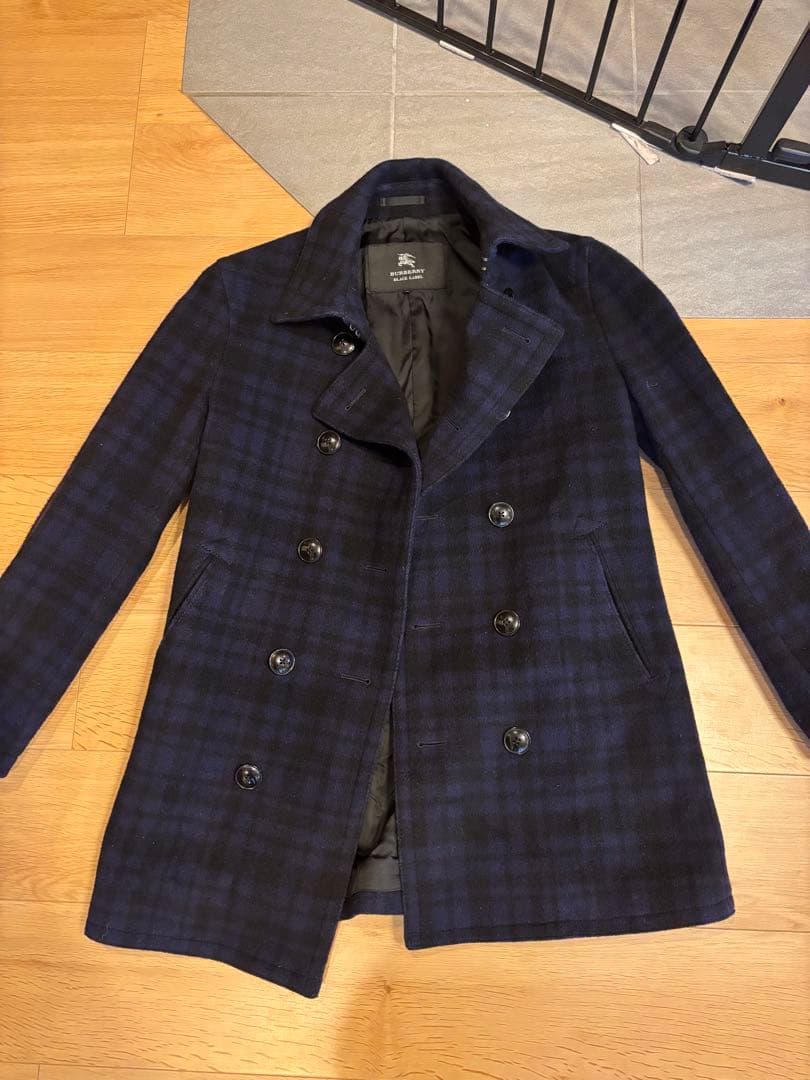 BURBERRY BLACK LABEL ネイビー チェック ピーコート