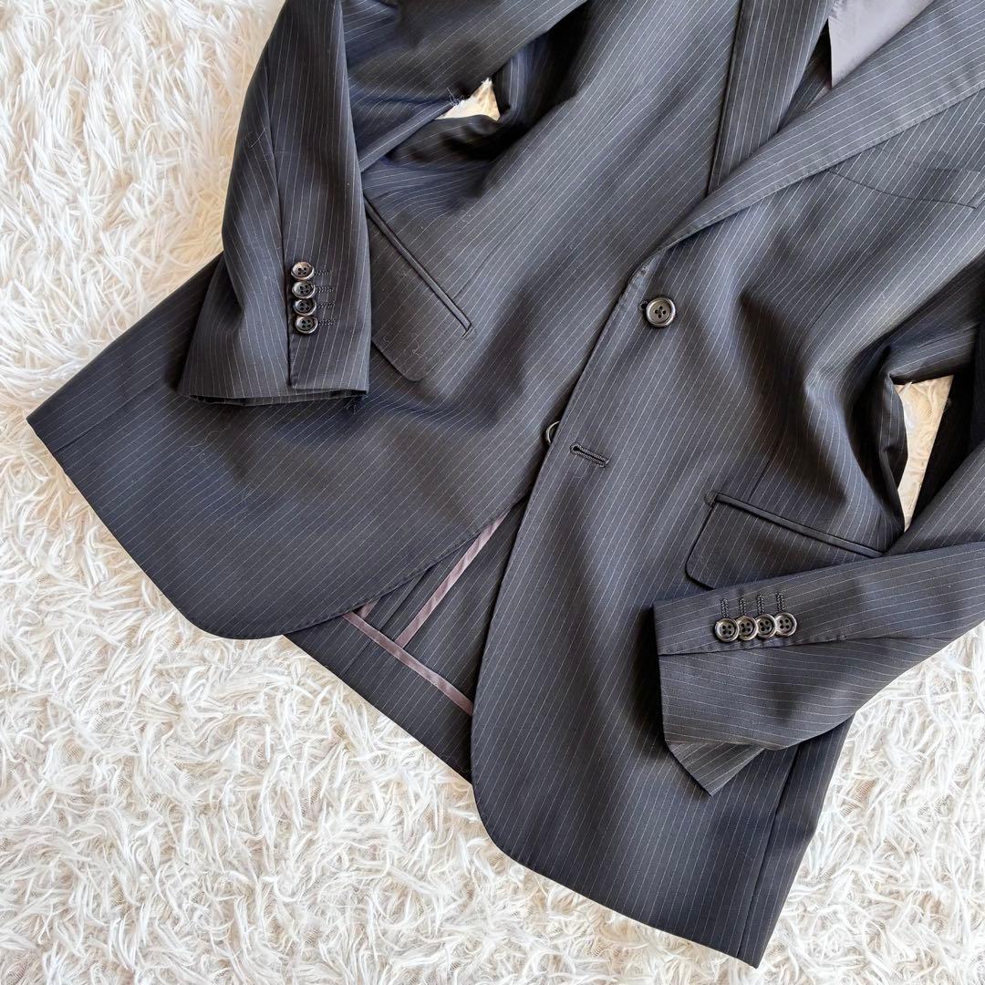 美品★最高級ロロピアーナ　ジランダードリーム　スーツ　上下　ストライプ　黒