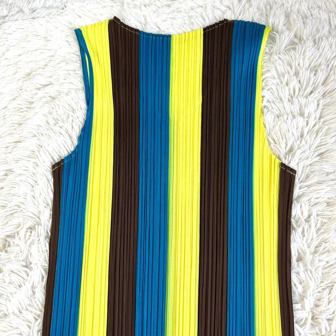 【美品】プリーツプリーズ 希少 ストライプ Aライン ロングワンピース 4