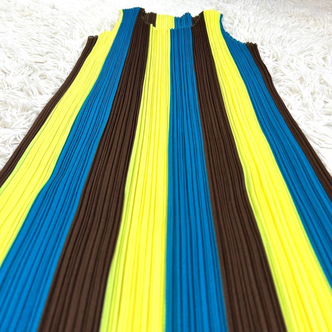 【美品】プリーツプリーズ 希少 ストライプ Aライン ロングワンピース 4