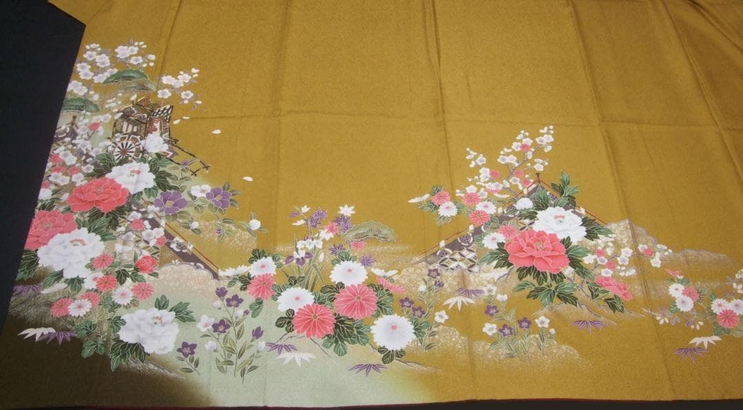 古典柄/牡丹桜/ぼかし染め/金駒刺繍/振袖フルセット　ｍ97　成人式