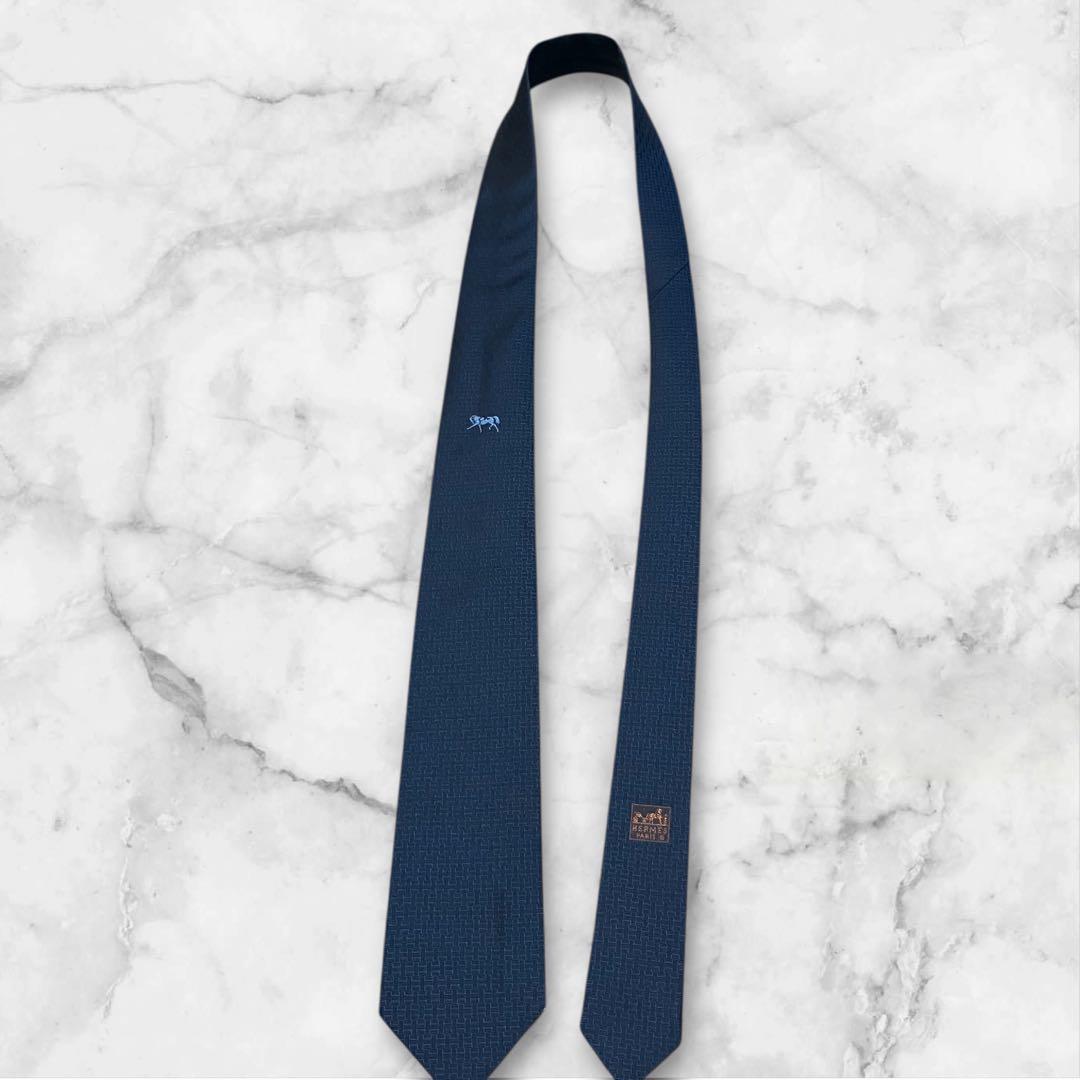 【箱付き】HERMES エルメス　ネクタイ　ファソネ　青 ZINGARO東京