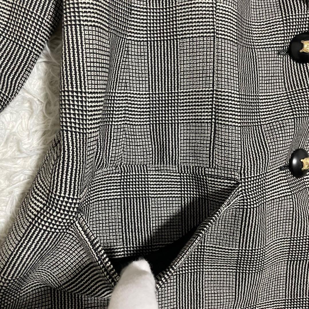 14376✨CELINE セリーヌ グレンチェック テーラードジャケット L