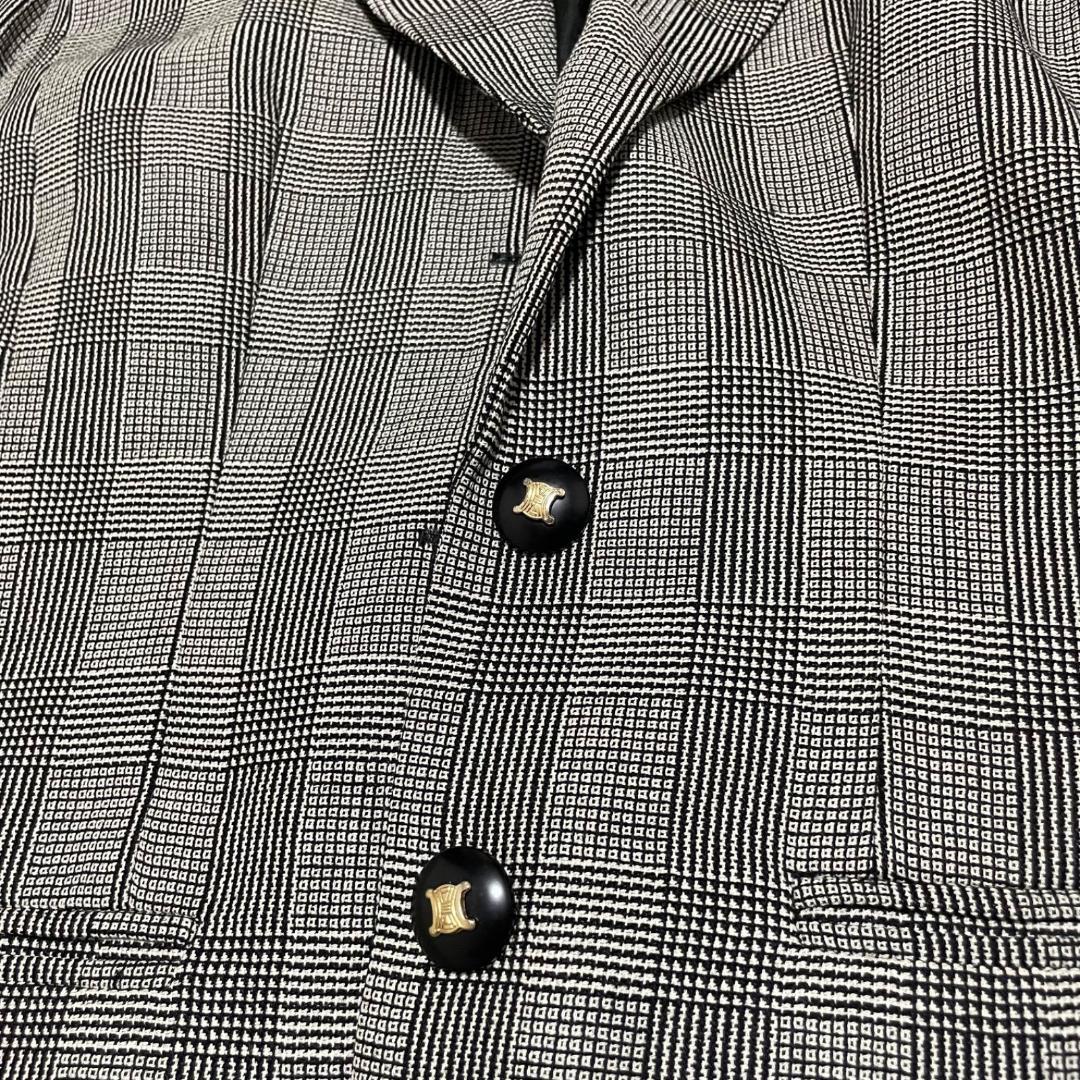 14376✨CELINE セリーヌ グレンチェック テーラードジャケット L