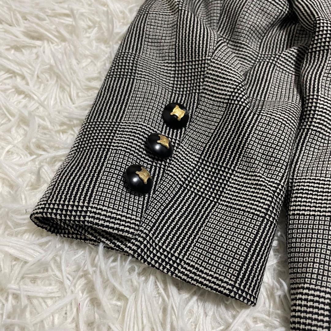 14376✨CELINE セリーヌ グレンチェック テーラードジャケット L