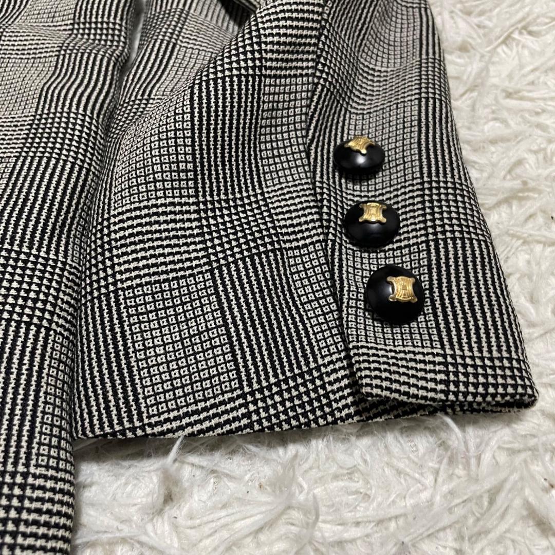 14376✨CELINE セリーヌ グレンチェック テーラードジャケット L