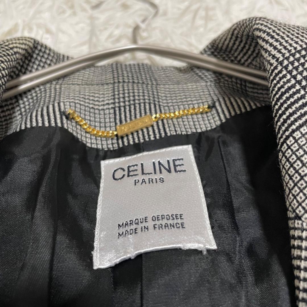 14376✨CELINE セリーヌ グレンチェック テーラードジャケット L