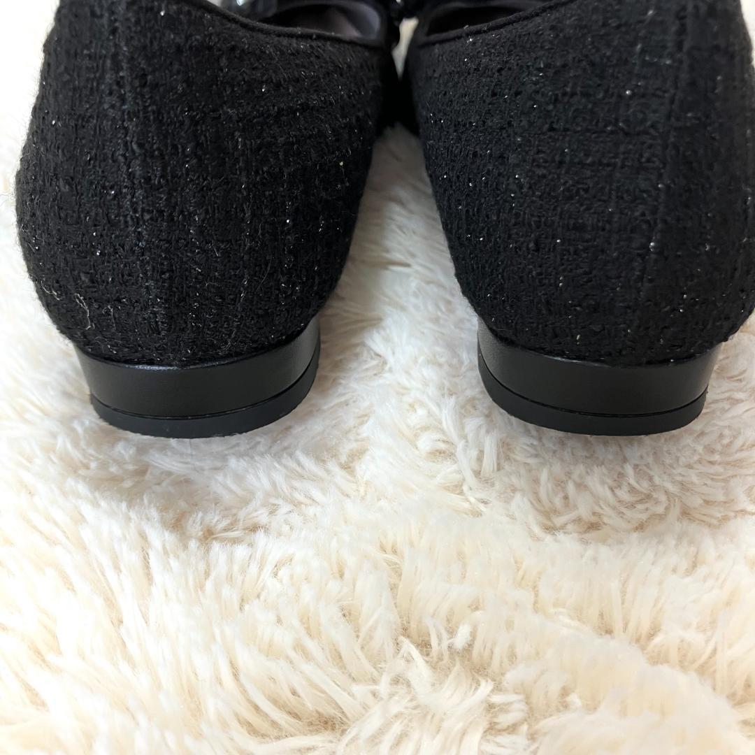 極美品✨ DIANA ダイアナ パール ラッフルフリル ビジュー パンプス 黒