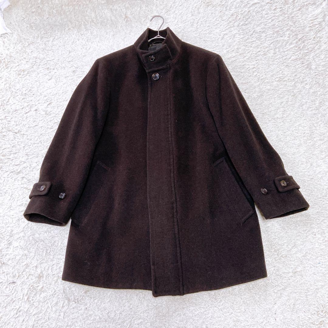 極美品　バーバリーロンドン　アンゴラウール　コート　メンズ　裏地チェック　S