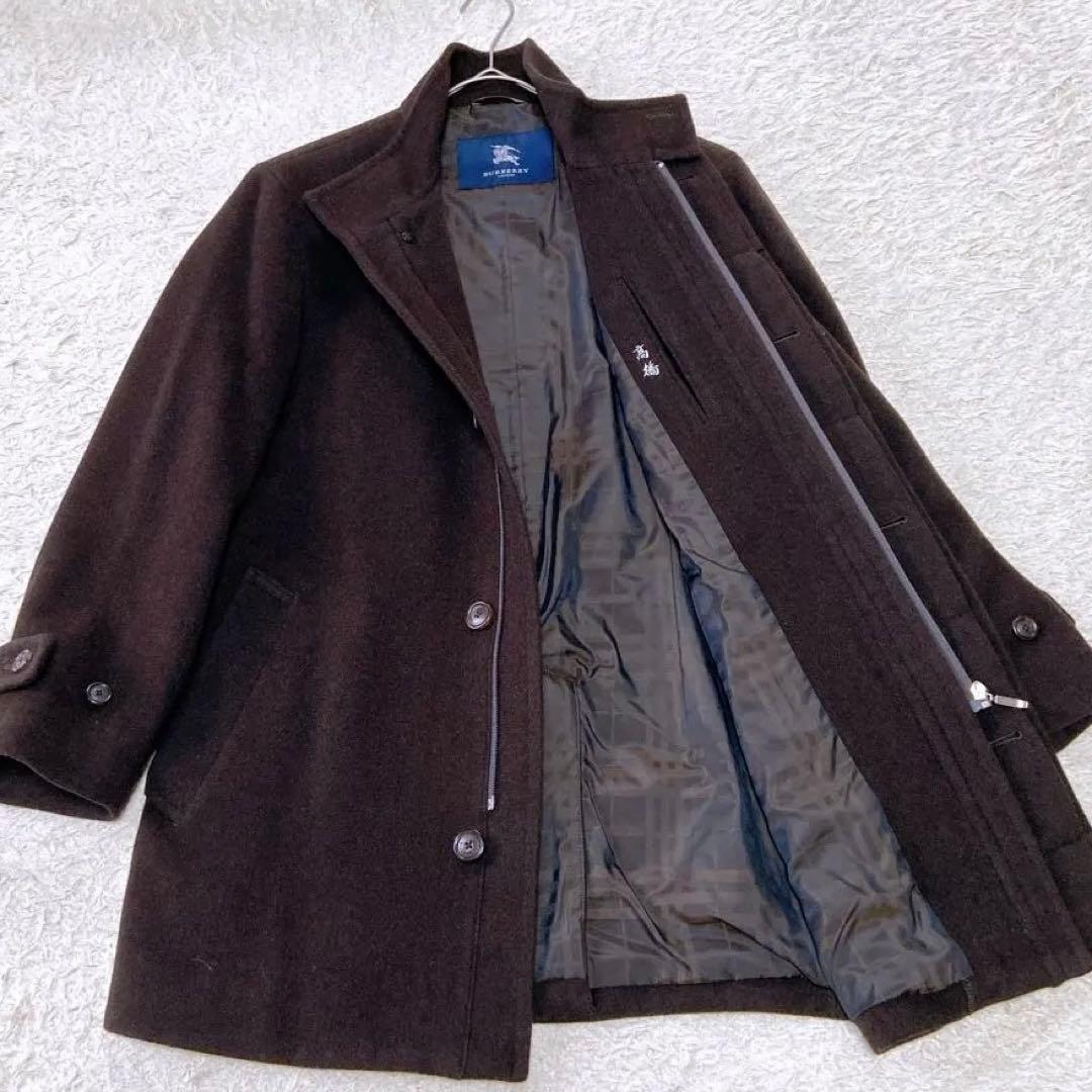 極美品　バーバリーロンドン　アンゴラウール　コート　メンズ　裏地チェック　S