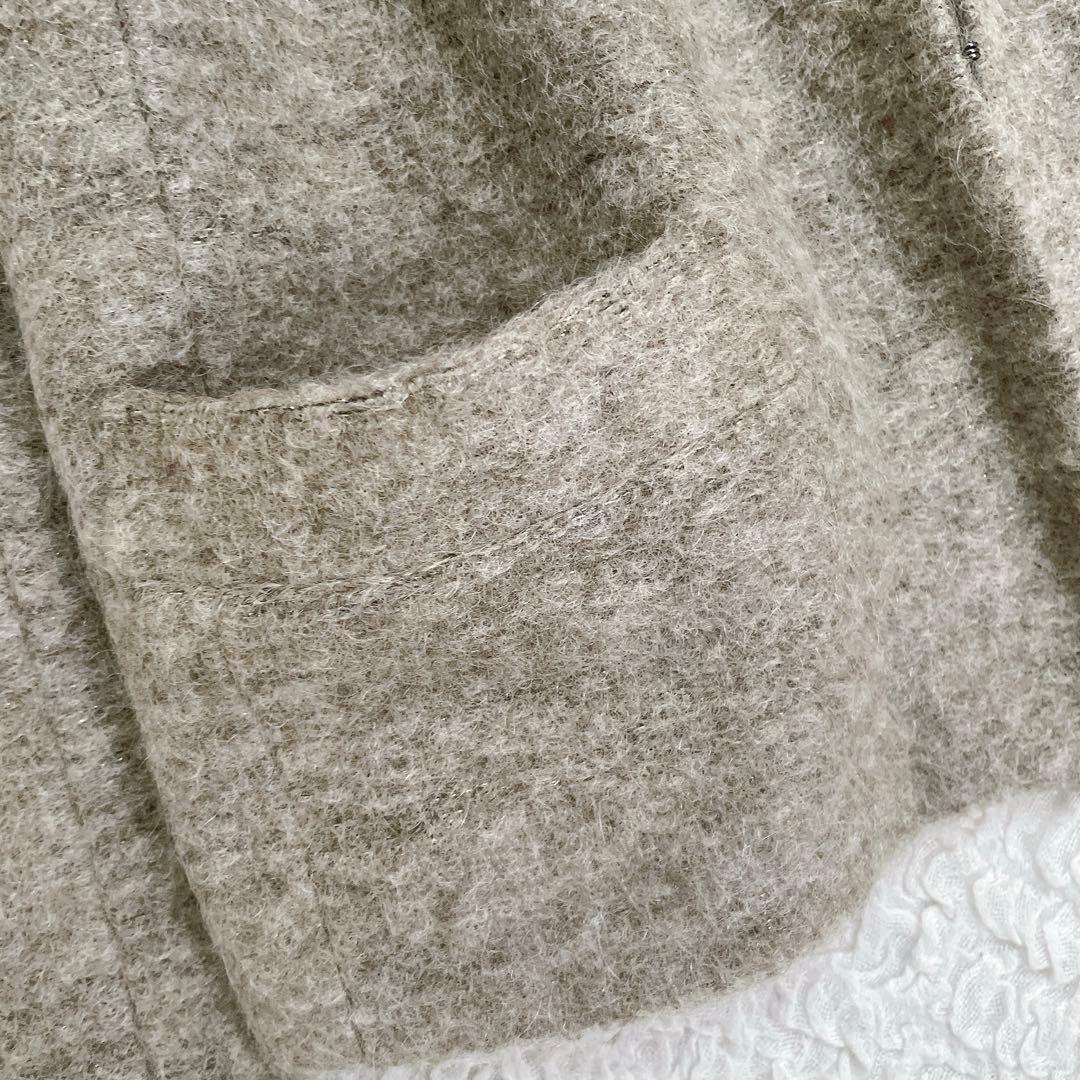 新品✨【23区】ノーカラージャケット　ベージュ　モヘヤ毛　薄手　ショート　羽織