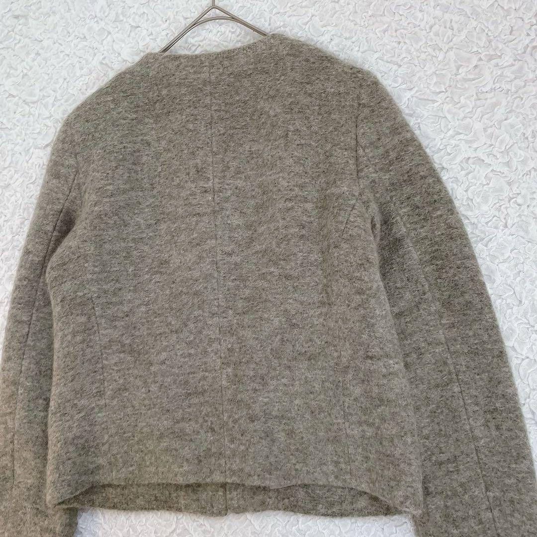 新品✨【23区】ノーカラージャケット　ベージュ　モヘヤ毛　薄手　ショート　羽織