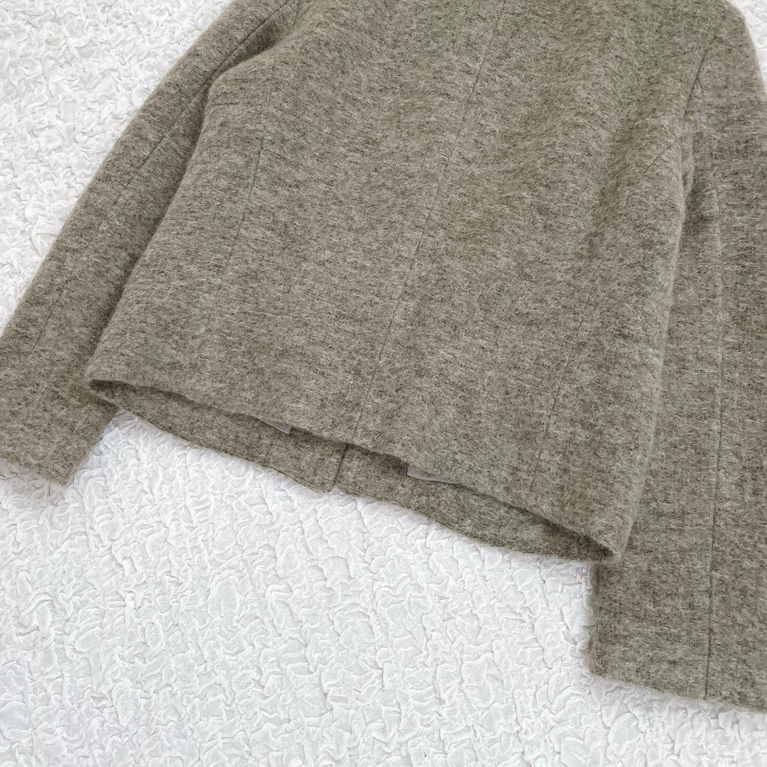 新品✨【23区】ノーカラージャケット　ベージュ　モヘヤ毛　薄手　ショート　羽織