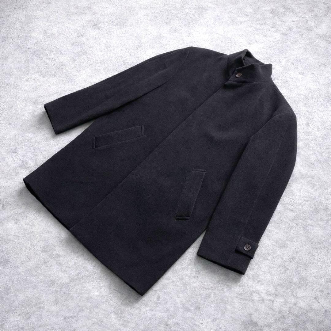 高級 アンゴラ60%使用 スタンドカラーコート L ブラック タグ付き新品未使用