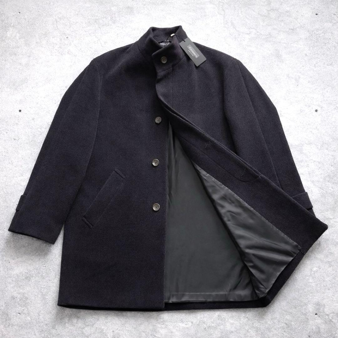 高級 アンゴラ60%使用 スタンドカラーコート L ブラック タグ付き新品未使用