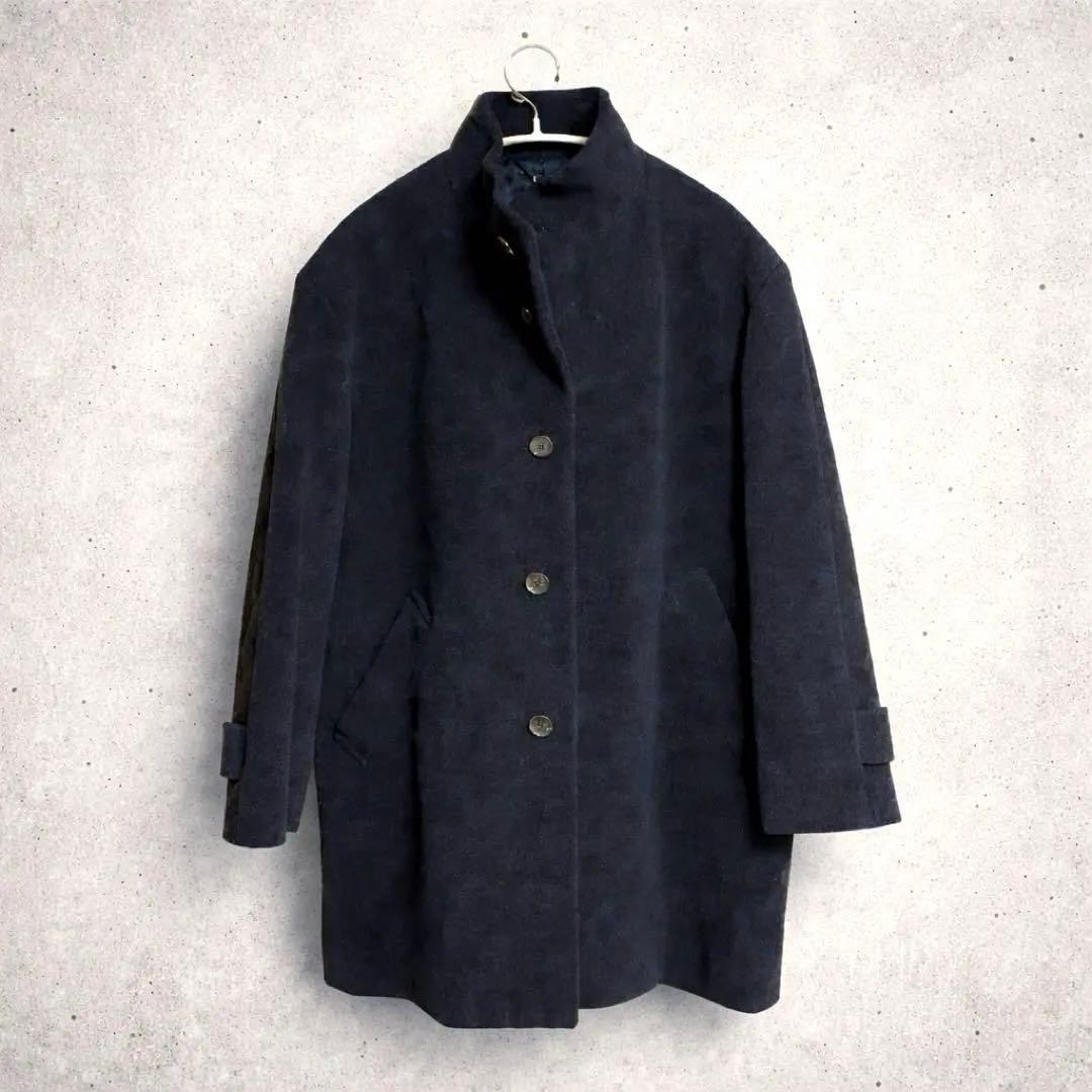 高級 アンゴラ60%使用 スタンドカラーコート L ブラック タグ付き新品未使用