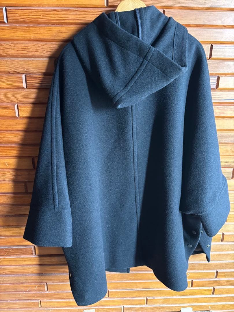 FRAMeWORK ブラック メルトンダッフルポンチョコート