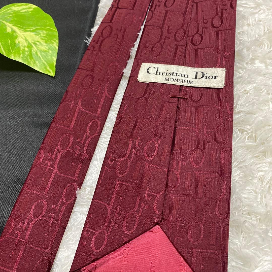 Dior トロッター　ネクタイ　美品　総柄　一点物　ビジネス　ワインレッド
