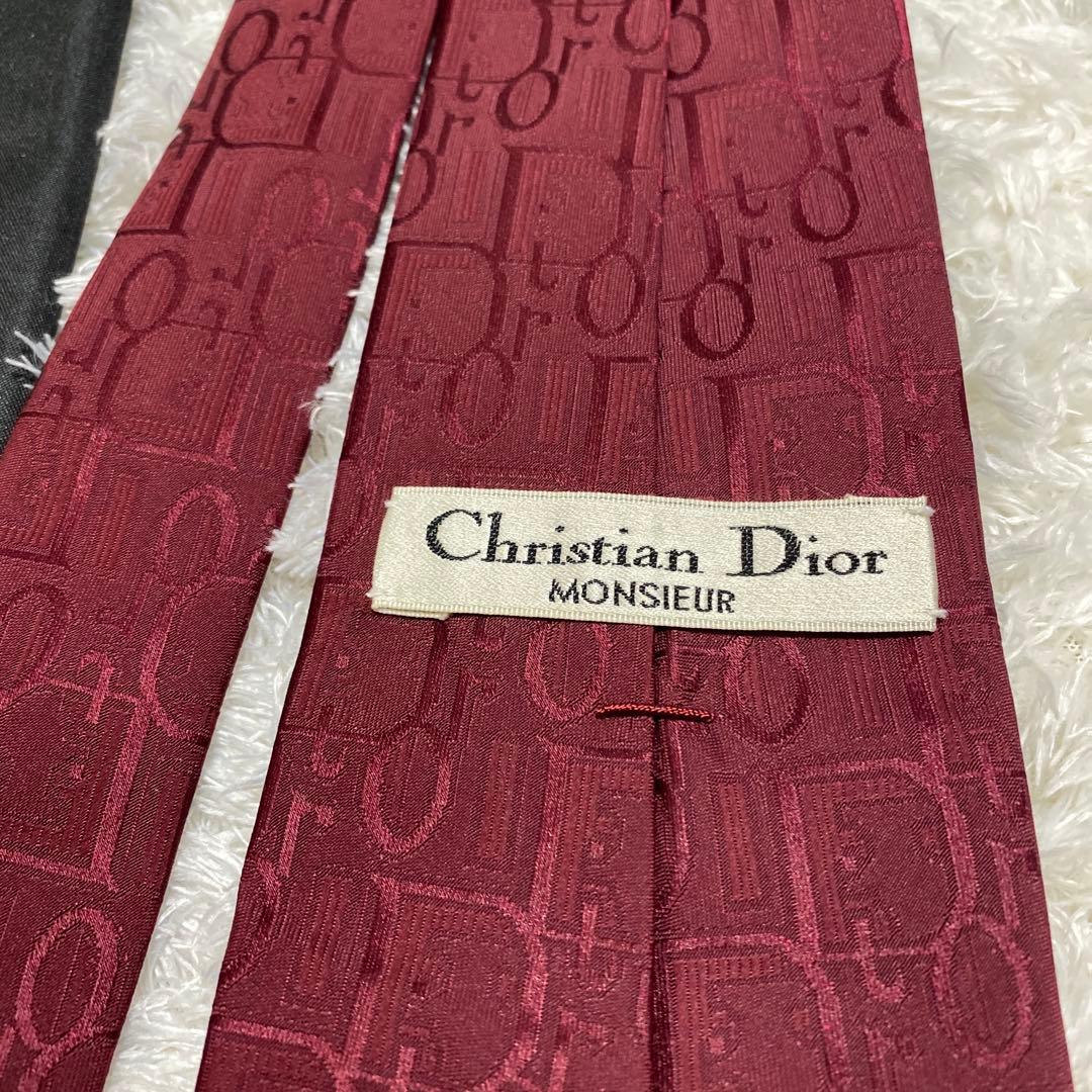 Dior トロッター　ネクタイ　美品　総柄　一点物　ビジネス　ワインレッド