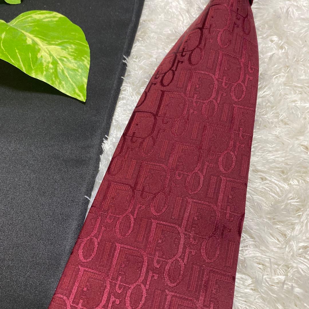 Dior トロッター　ネクタイ　美品　総柄　一点物　ビジネス　ワインレッド