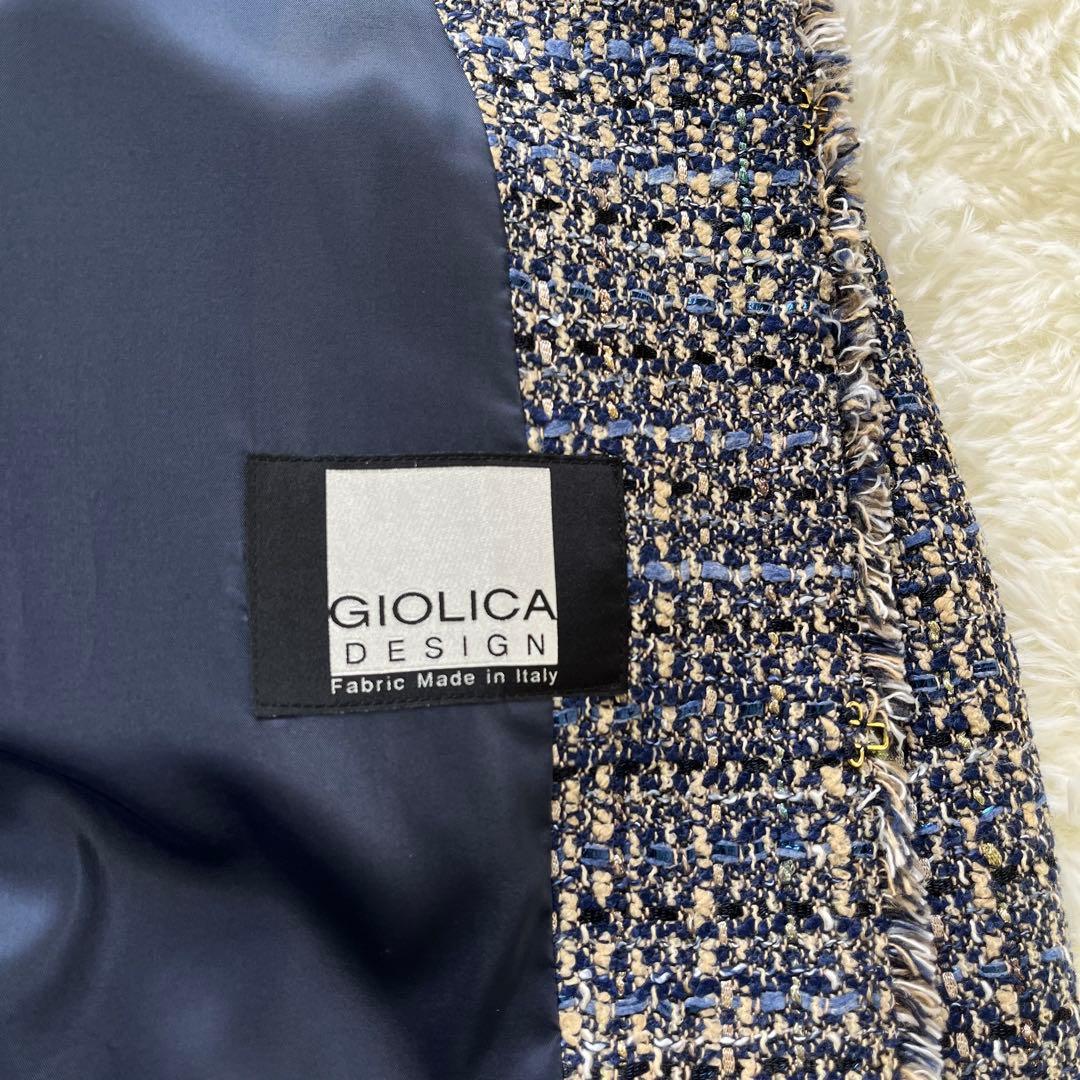 【美品】23区 GIOLICA ツイードノーカラージャケット