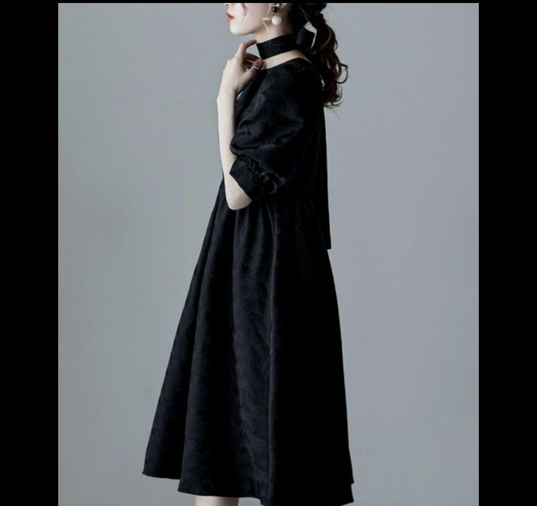 エトル ジャガードパフスリーブドレス