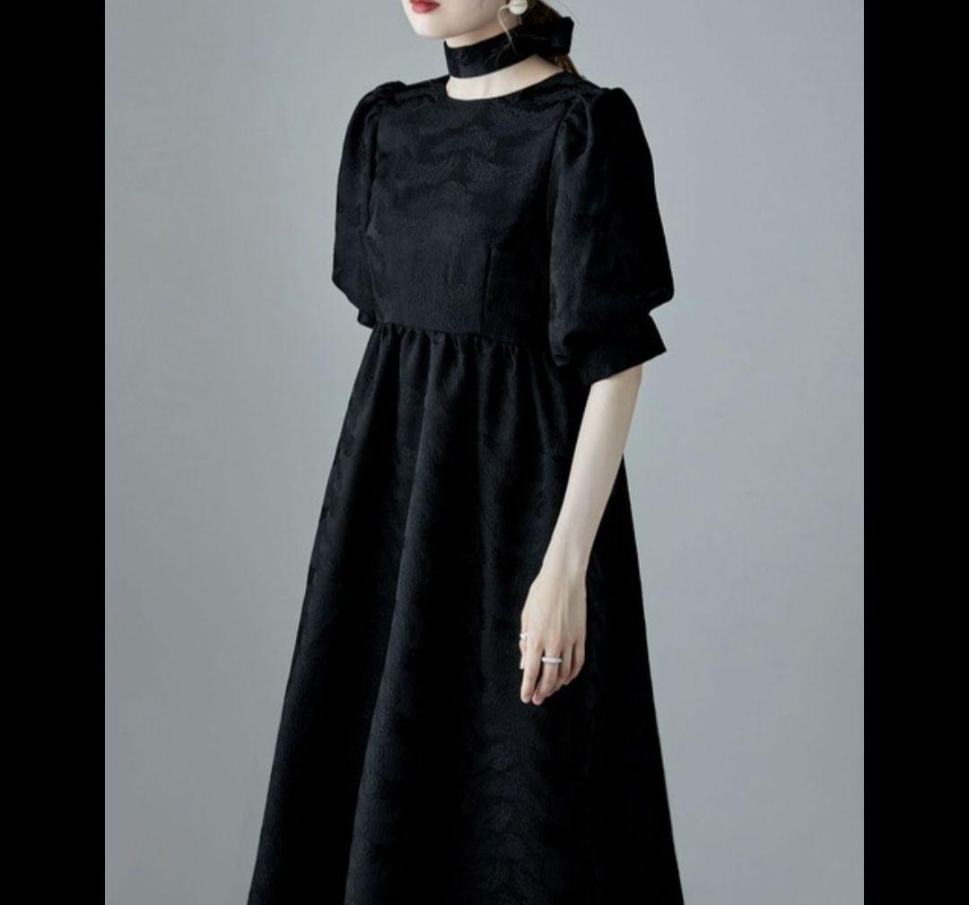 エトル ジャガードパフスリーブドレス