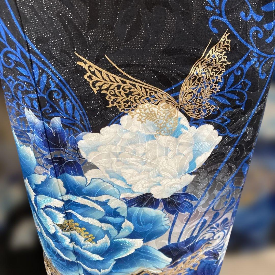 豪華薔薇振袖 袋帯付き　金彩　蝶　大輪