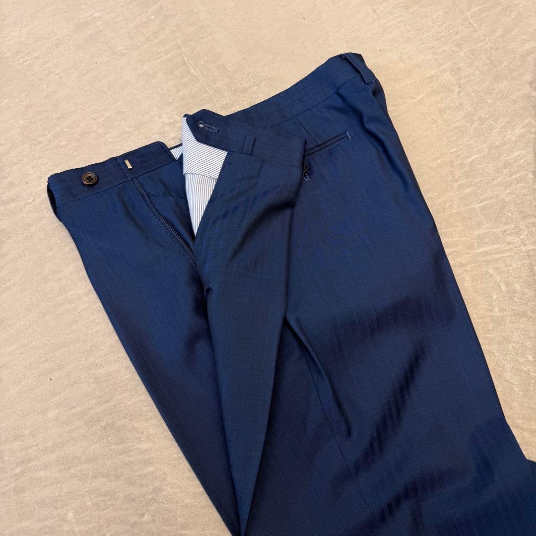 サ*ラ様 【美品】 ストラスブルゴ スーツ ウール ネイビー ヘリンボーン 48