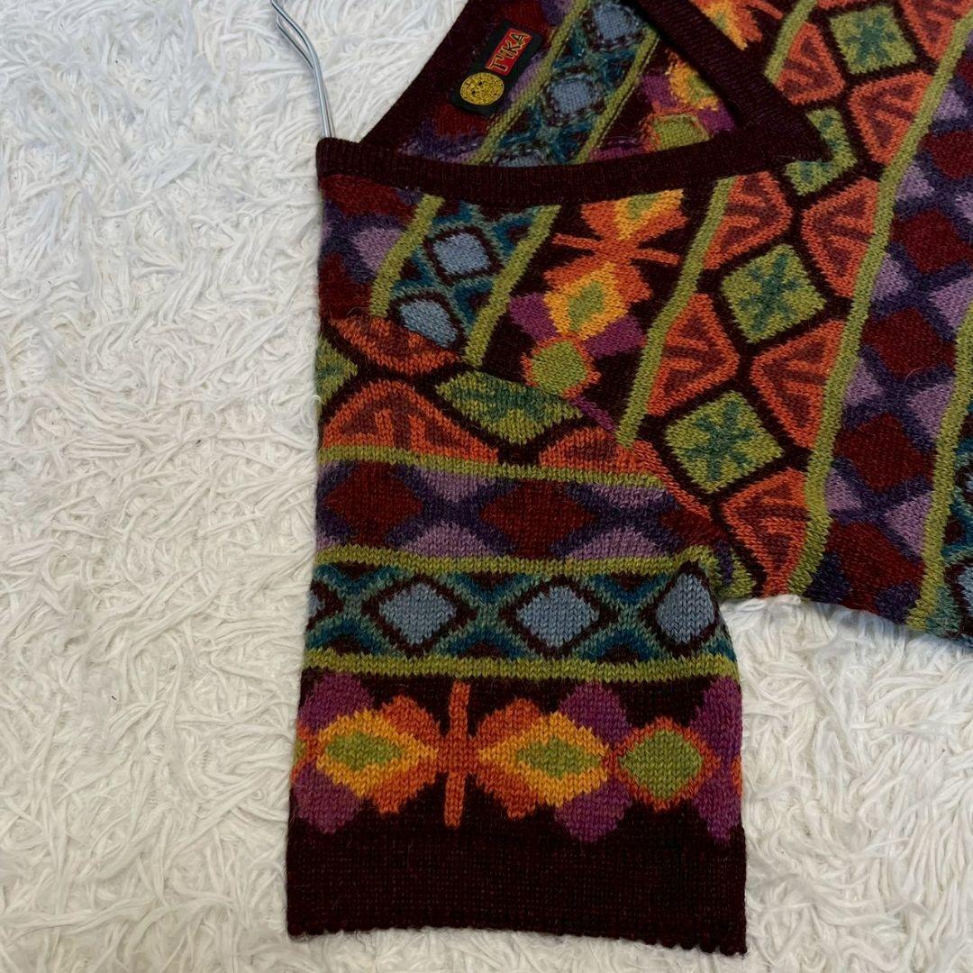 アルパカ専門店　T'IKA ニット　ワンピース　総柄 ペルー製
