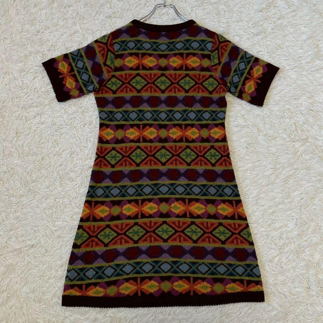 アルパカ専門店　T'IKA ニット　ワンピース　総柄 ペルー製