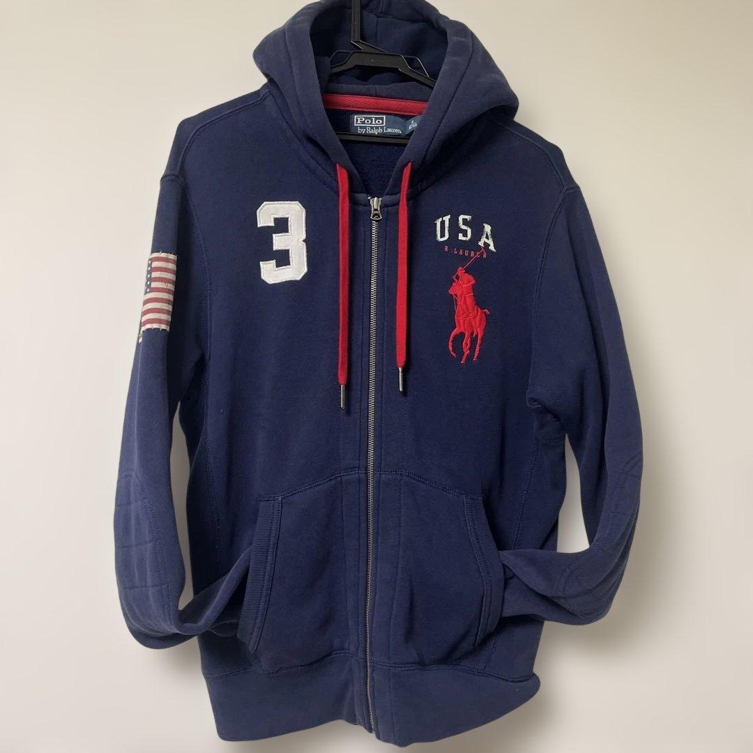 ⭐️90s ラルフローレン ジップアップパーカー⭐️ビックポニー 短丈