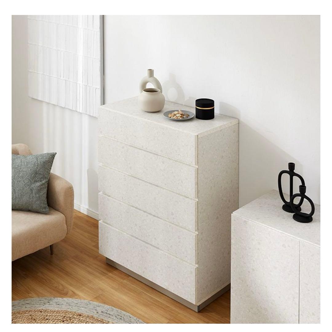 新品未使用　LOWYA テラゾーベージュ ハイチェスト 幅80cm高120cm