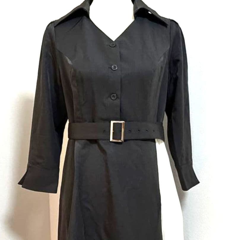 overE オーバーイー シャツプリーツワンピース チャコール 102サイズ