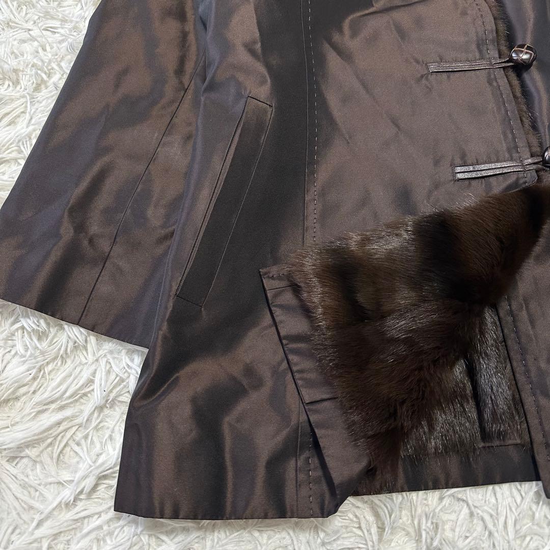 Leilian　レリアン　シルク100%　リスファー　リアルファーコート　毛皮