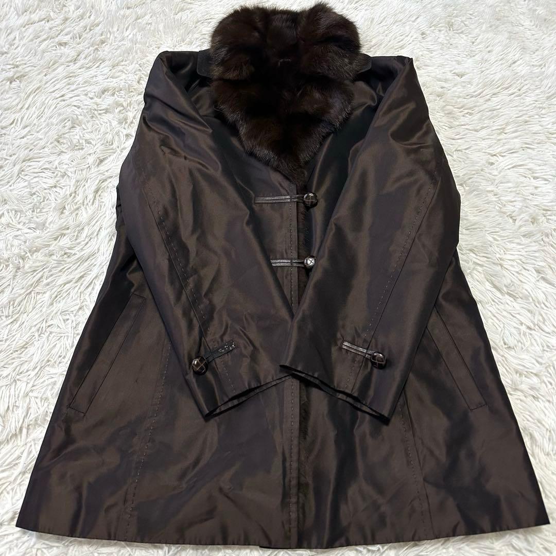 Leilian　レリアン　シルク100%　リスファー　リアルファーコート　毛皮