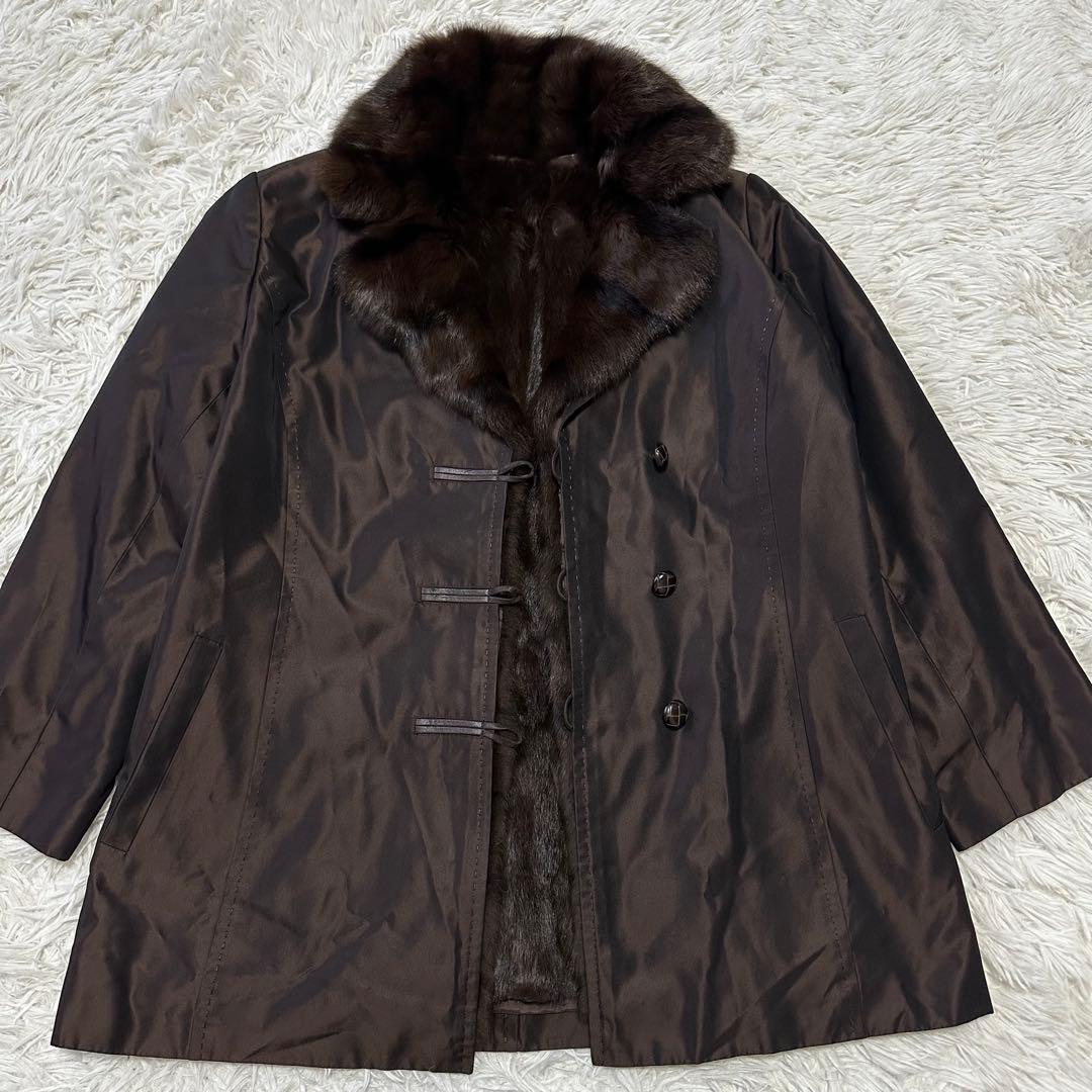 Leilian　レリアン　シルク100%　リスファー　リアルファーコート　毛皮