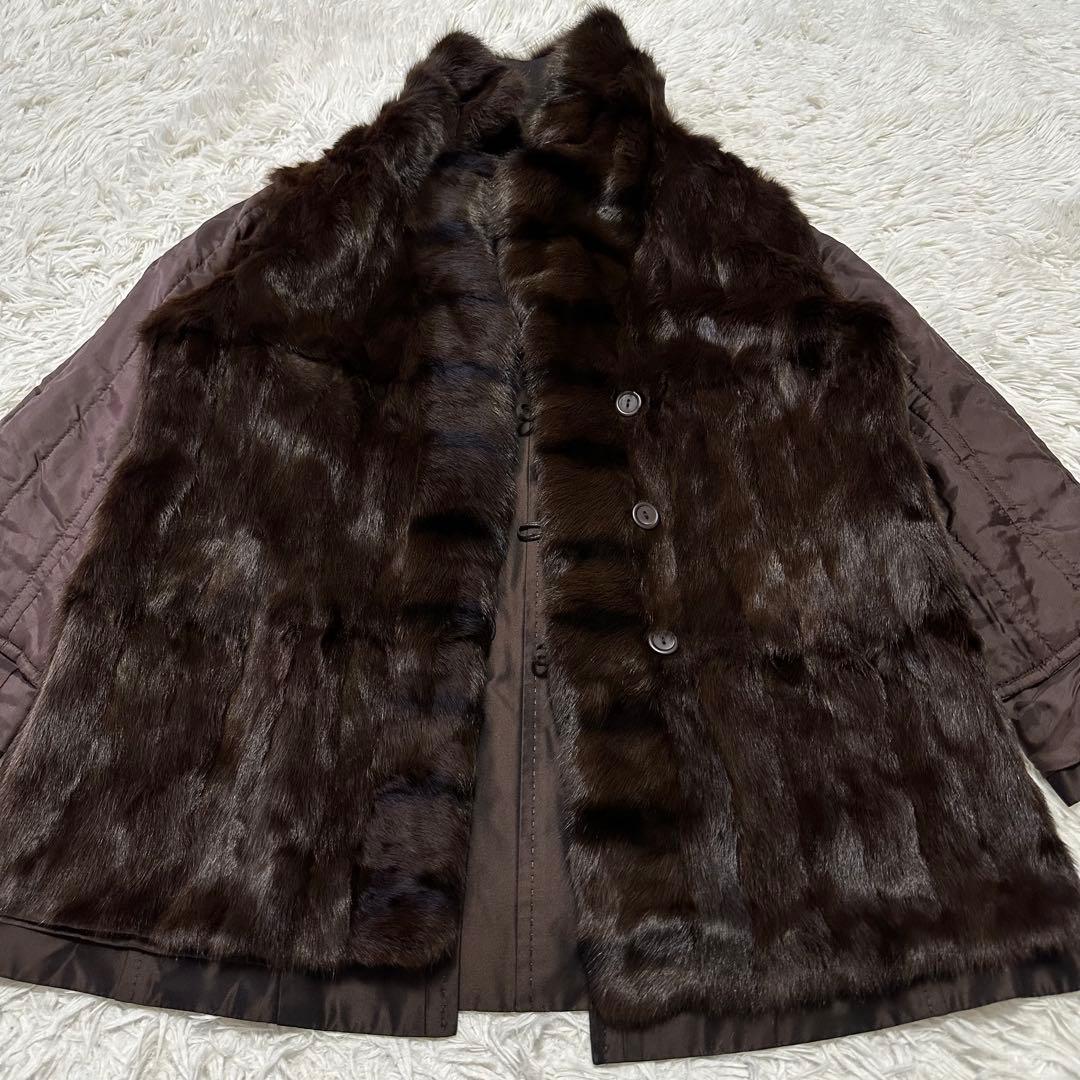 Leilian　レリアン　シルク100%　リスファー　リアルファーコート　毛皮