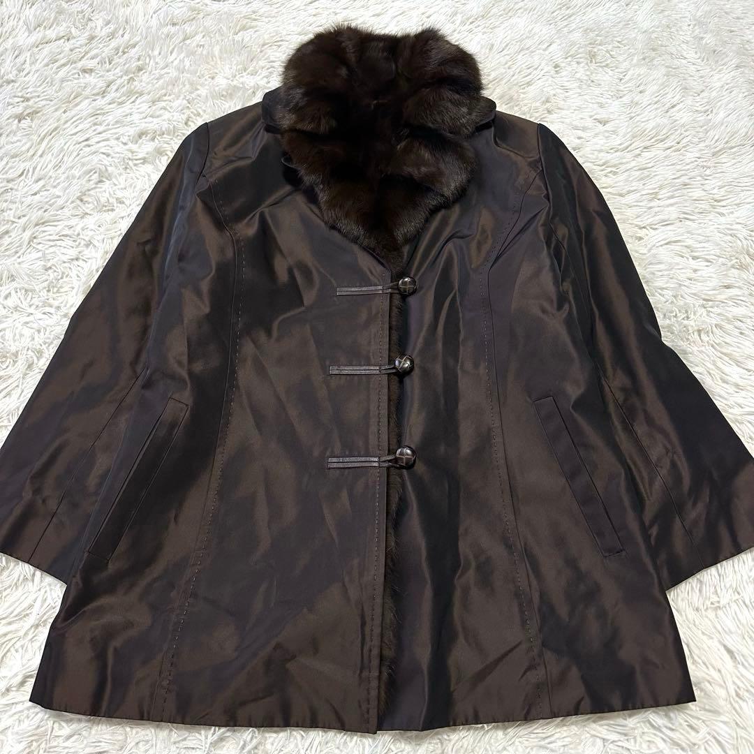 Leilian　レリアン　シルク100%　リスファー　リアルファーコート　毛皮