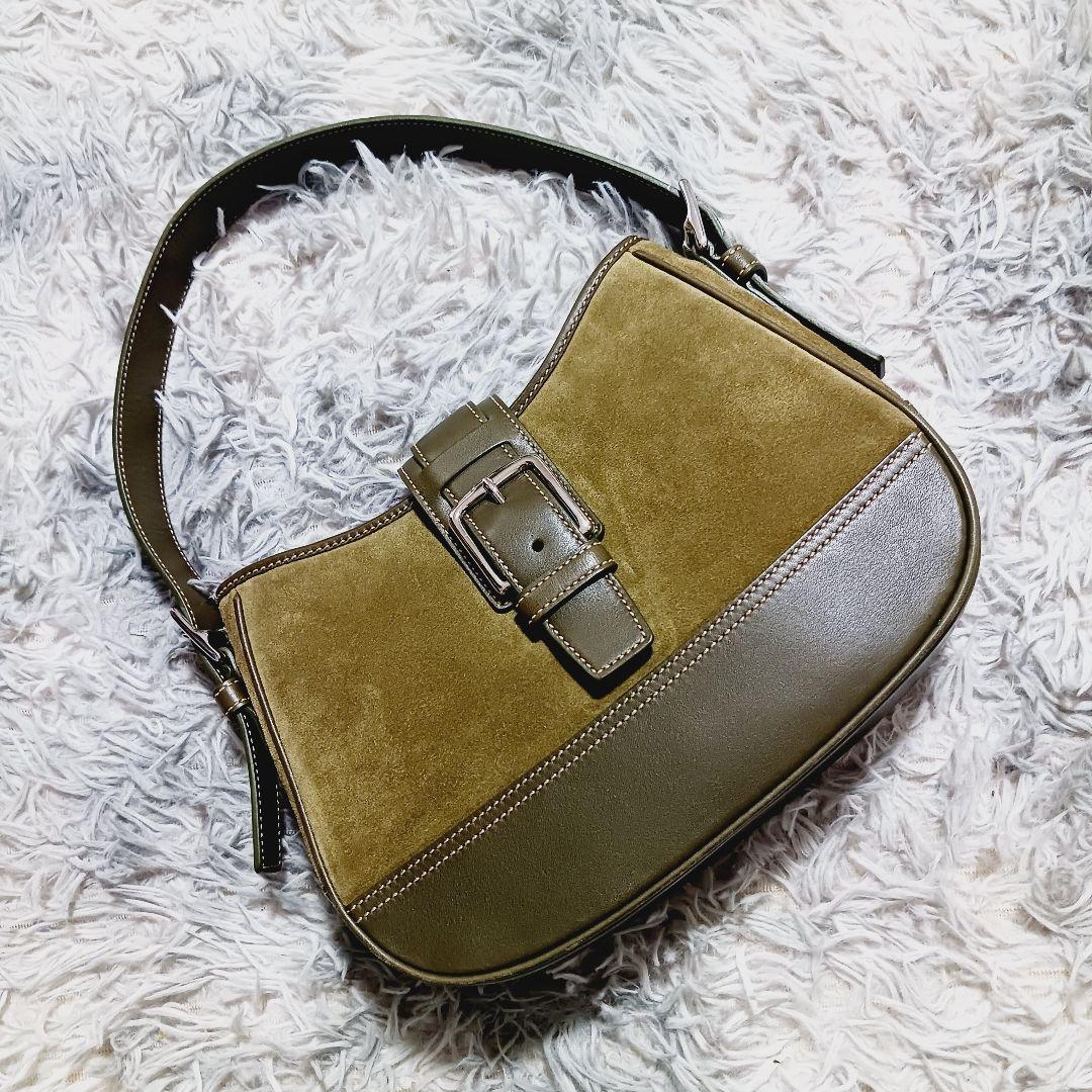 ​美品✨コーチ ソーホー ショルダーバッグ スエード レザー オリーブ 7589
