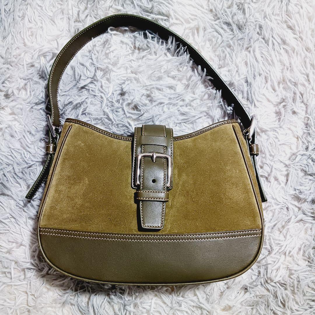 ​美品✨コーチ ソーホー ショルダーバッグ スエード レザー オリーブ 7589