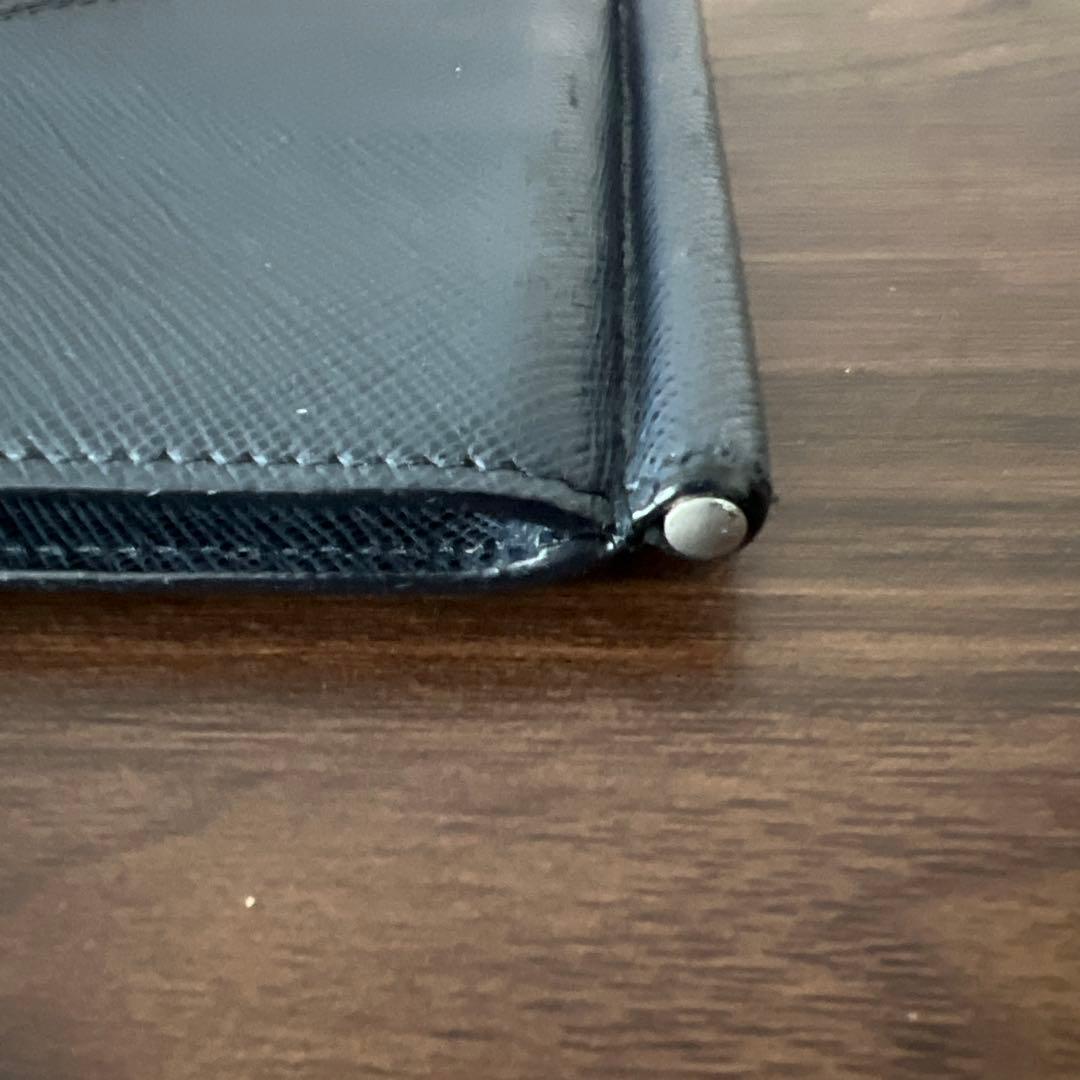 PRADA ネイビー　レザー マネークリップ