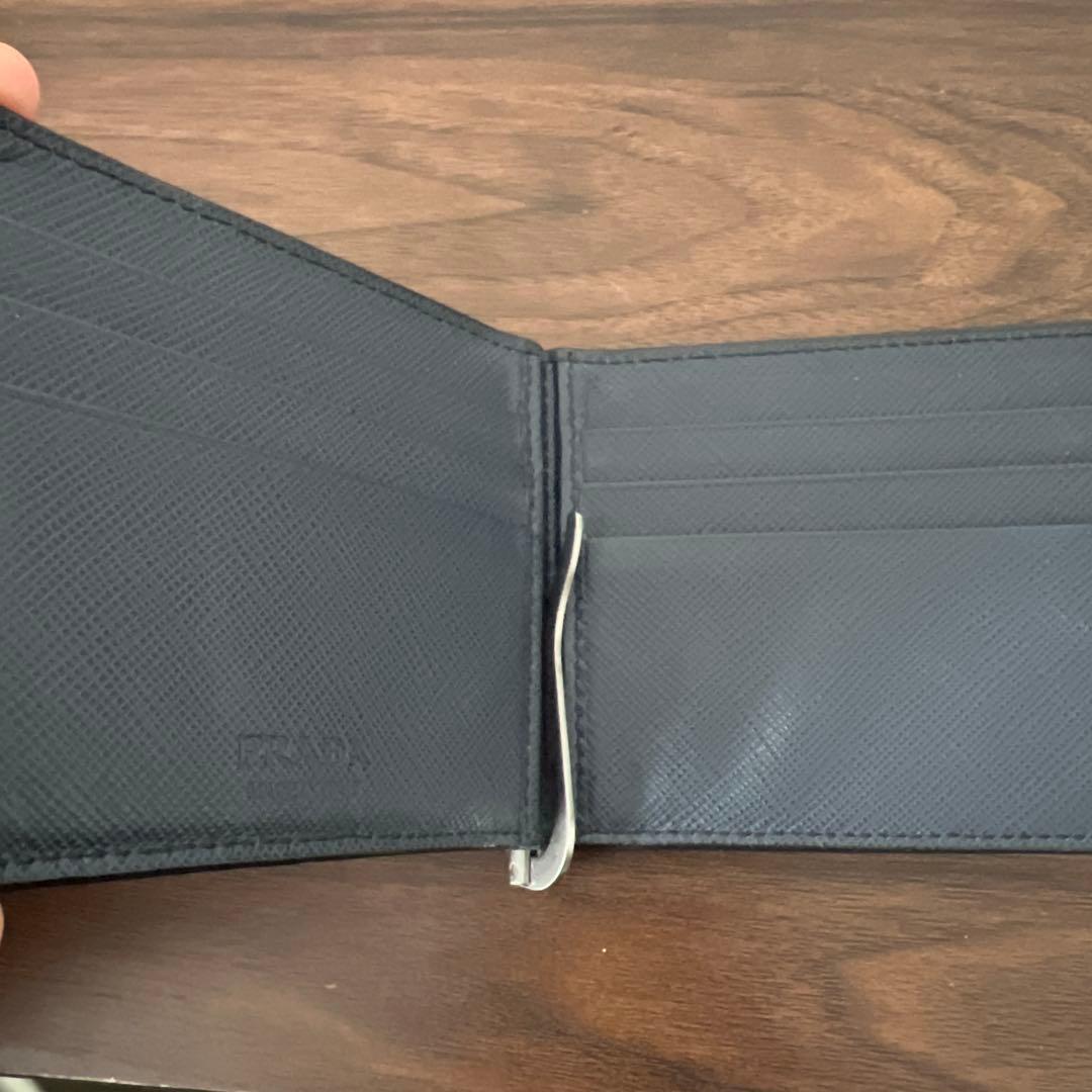 PRADA ネイビー　レザー マネークリップ