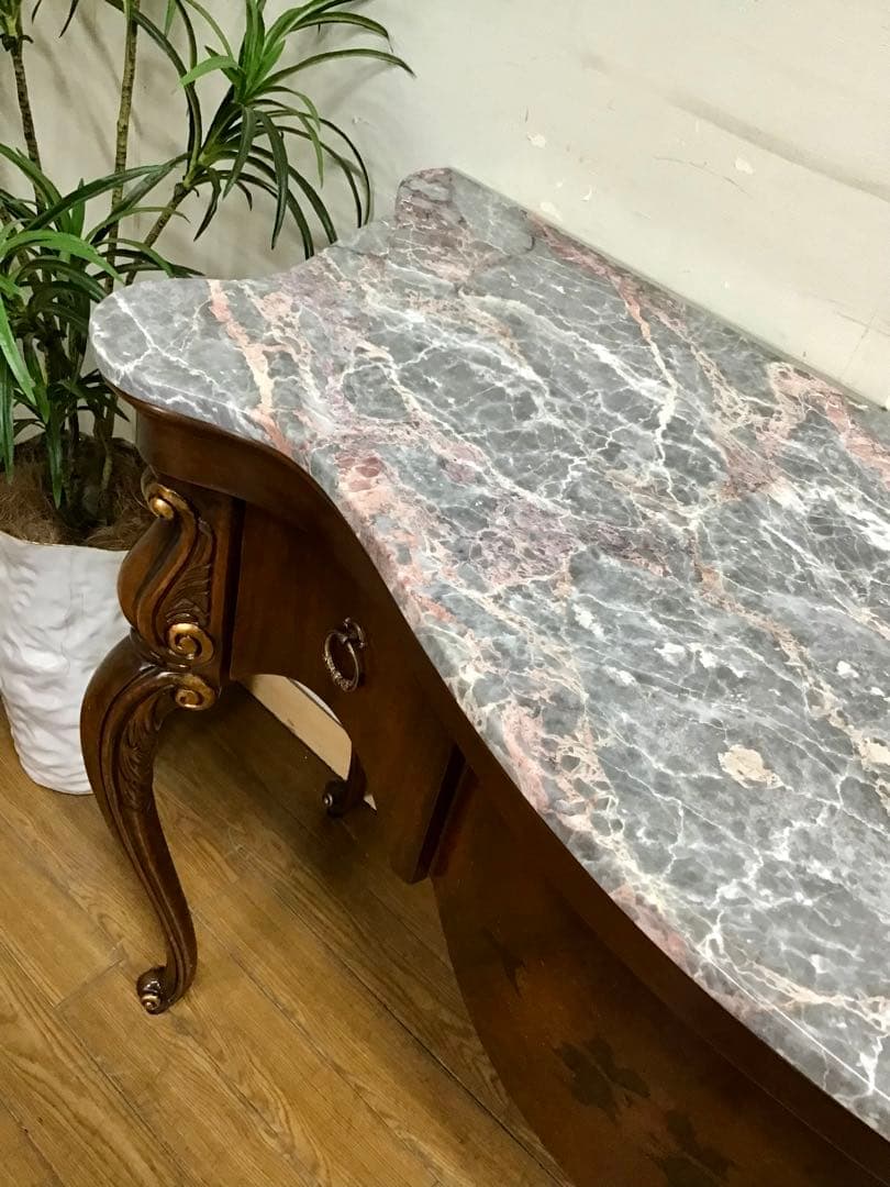 管128☆イタリア製☆象嵌細工☆大理石☆コンソールテーブル☆店舗・ホテル