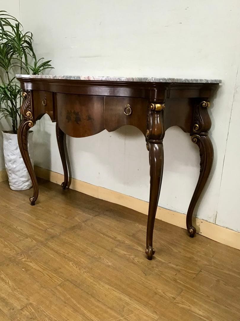 管128☆イタリア製☆象嵌細工☆大理石☆コンソールテーブル☆店舗・ホテル