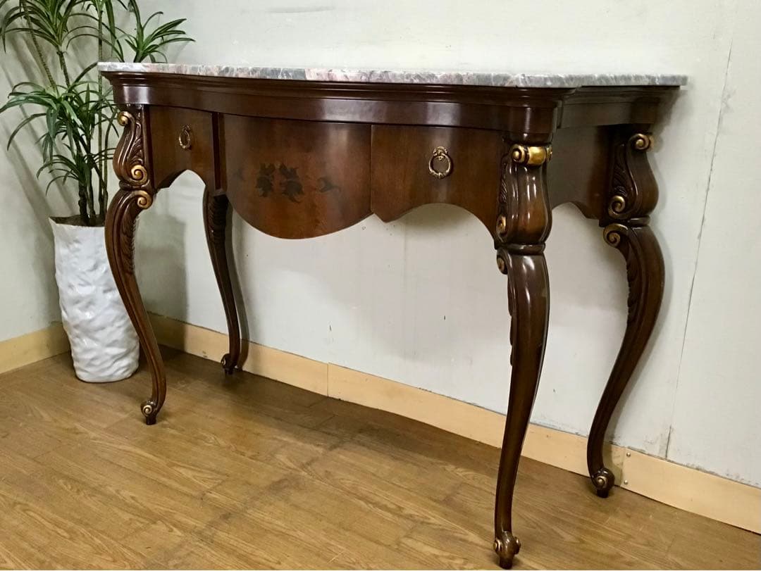 管128☆イタリア製☆象嵌細工☆大理石☆コンソールテーブル☆店舗・ホテル