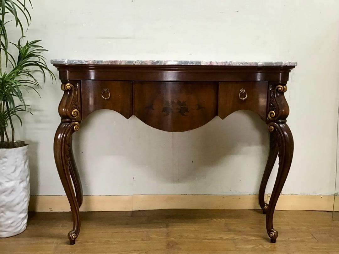 管128☆イタリア製☆象嵌細工☆大理石☆コンソールテーブル☆店舗・ホテル