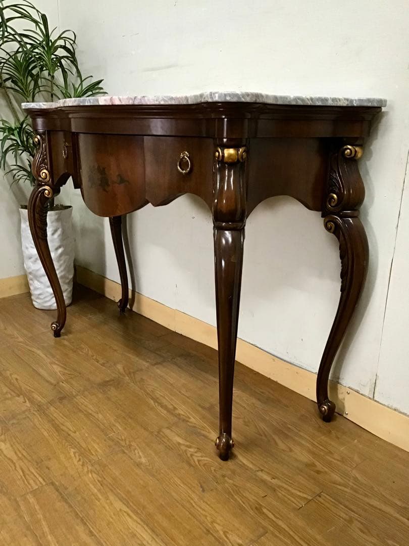 管128☆イタリア製☆象嵌細工☆大理石☆コンソールテーブル☆店舗・ホテル